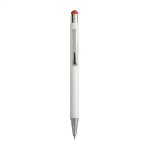 Aluminum push button ball pen with colored touch screen and laser engraved logo
