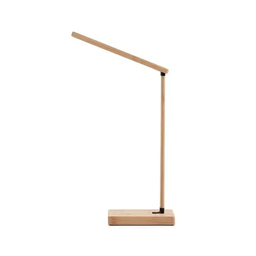MOREY. Inklapbare bureaulamp met 15W supersnelle draadloos oplader in bamboe