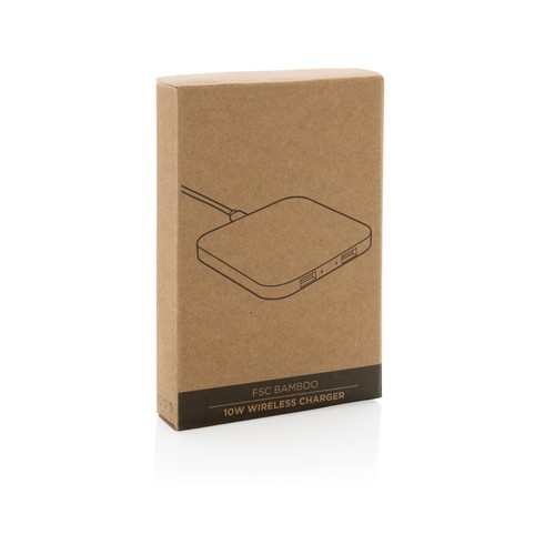 10W Wireless-Charger mit USB aus Bambus 10W Wireless-Charger mit USB aus Bambus