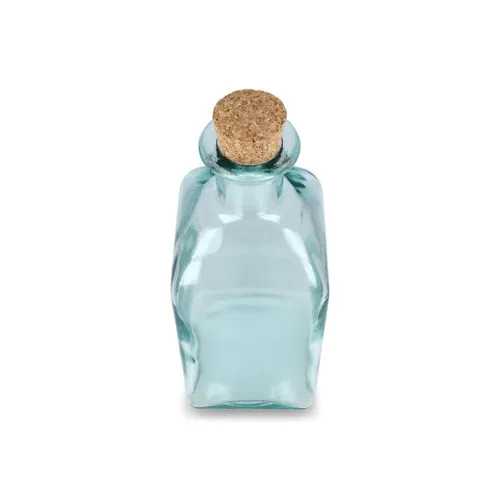 InSideOut Square Recycled Glass Water Bottle ReuuZ with Cork Stopper 1L