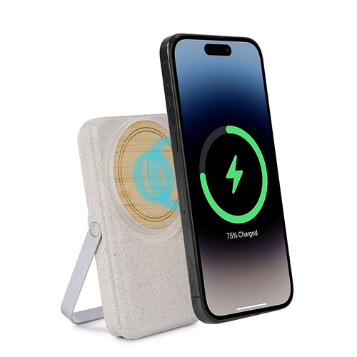 CHARGEUR USB ET SANS FIL MAGNÉTIQUE 10000 mAh EN PAILLE DE BLÉ+ABS ET BAMBOU CHARGEUR USB ET SANS FIL MAGNÉTIQUE 10000 mAh EN PAILLE DE BLÉ+ABS ET BAMBOU