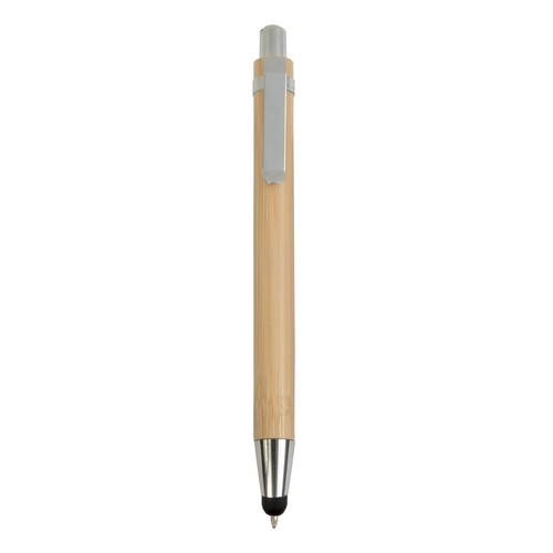 Penna a scatto in bambù con gommino per touch screen Penna a scatto in bambù con gommino per touch screen