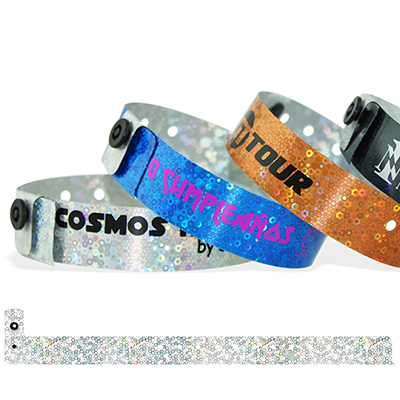 Custom Holographic wristbands 19 mm liquid glitter - One-Colour Print Custom Holographic wristbands 19 mm liquid glitter - One-Colour Print