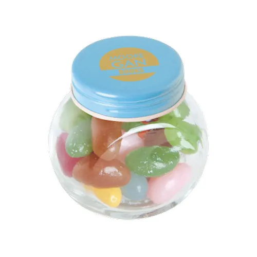 Kleine glazen pot jelly beans