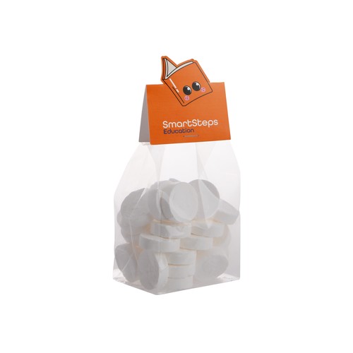 Block bag with header card in your own shape and 150 grams of candy