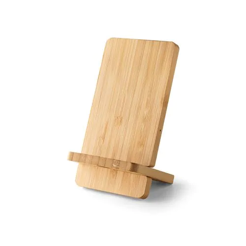 LANGE. Smartphone holder with 15W fast wireless charger in bamboo