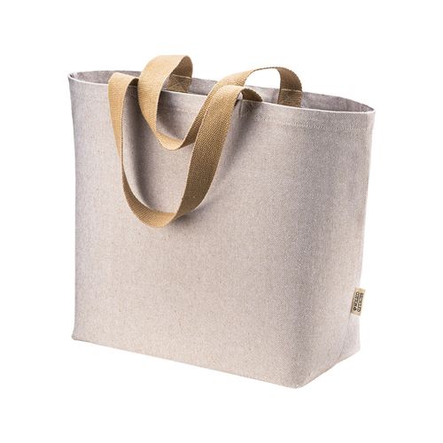 Recycled cotton bag 340 g/m2 with melange effect. Long colored handles and gusset