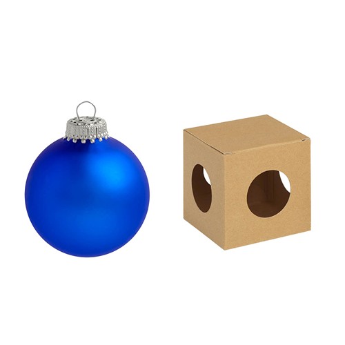 Boule de Noël 8 cm avec tampographie 4-5 couleurs (recto) - en boîte ECO - couronne argentée - MADE IN GERMANY