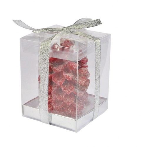 BOUGIE POMME DE PIN ROUGE AVEC GLITTER BOUGIE POMME DE PIN ROUGE AVEC GLITTER