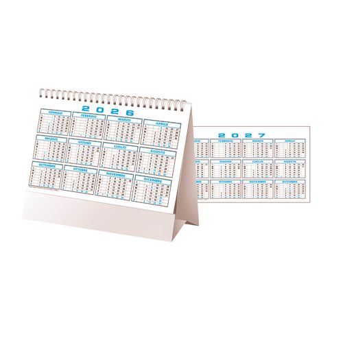 Calendario 2026 da tavolo mensile bicolore, 13 fogli su carta patinata opaca Calendario 2026 da tavolo mensile bicolore, 13 fogli su carta patinata opaca