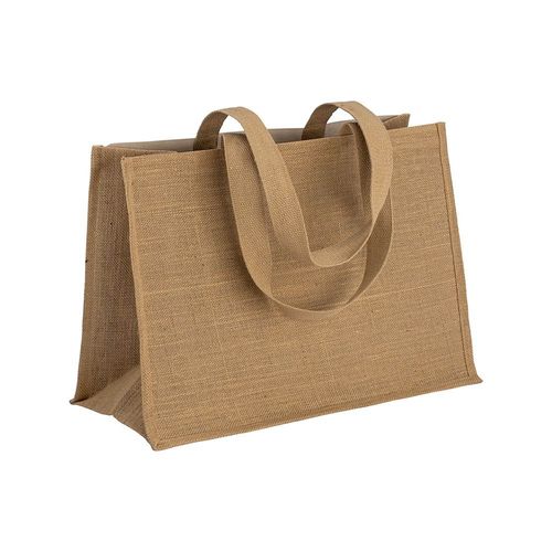 280 g/m2 cotton shopping bag with jute details, long handles and gusset 280 g/m2 cotton shopping bag with jute details, long handles and gusset