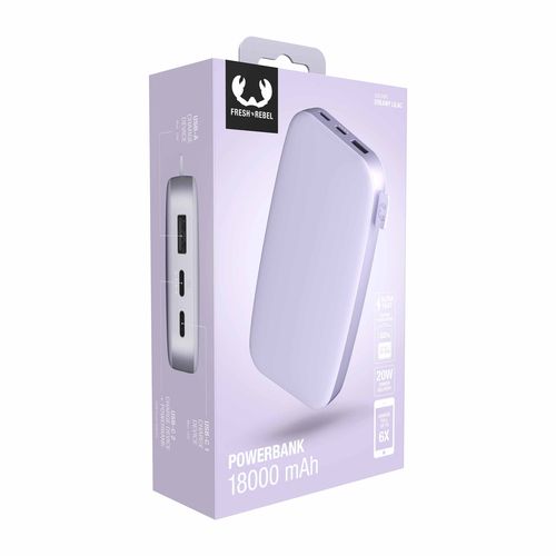 Fresh 'n Rebel Powerbank 18000 mAh USB-C Dreamy Lilac Fresh 'n Rebel Powerbank 18000 mAh USB-C Dreamy Lilac