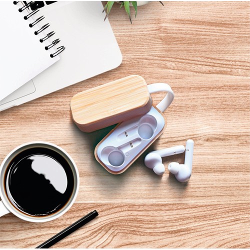 AURICOLARI BLUETOOTH TWS IN BAMBÙ E PLASTICA