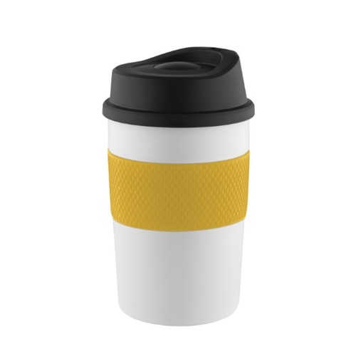 Metmaxx® "CremaCoffeeHouse" thermo mug white/ring yellow Metmaxx® "CremaCoffeeHouse" thermo mug white/ring yellow