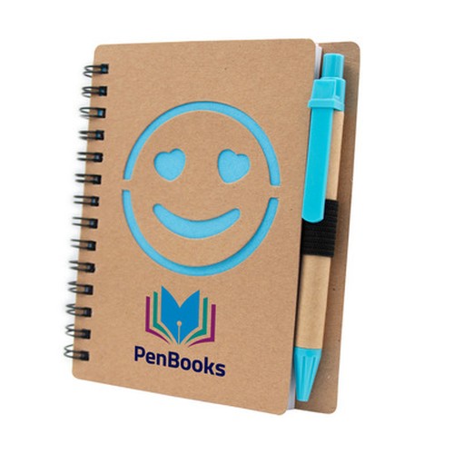 Notebook approx. B7 "smiling face" with ball pen | Dylan