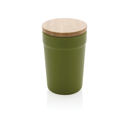 Mug 300ml en PP recyclé GRS avec couvercle en bambou Mug 300ml en PP recyclé GRS avec couvercle en bambou