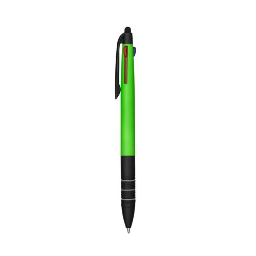 Penna a scatto in plastica con 3 refill dei colori blu, nero e rosso Penna a scatto in plastica con 3 refill dei colori blu, nero e rosso