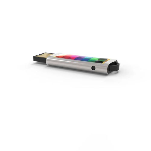 USB Stick Slide (Silver, 4GB 2.0, Doming in full color)
