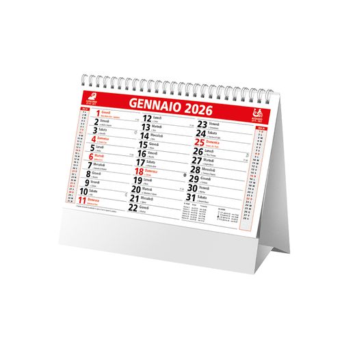 Calendario 2026 da tavolo mensile bicolore, 13 fogli su carta patinata opaca Calendario 2026 da tavolo mensile bicolore, 13 fogli su carta patinata opaca