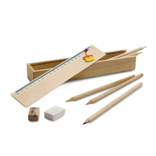 DOODLE. Wooden pencil box set with ruler DOODLE. Wooden pencil box set with ruler
