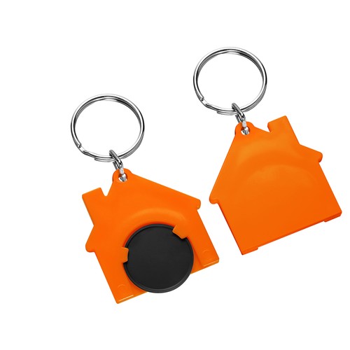 Chiphouder met winkelwagenmuntje 1€ "huis" Chiphouder met winkelwagenmuntje 1€ "huis"