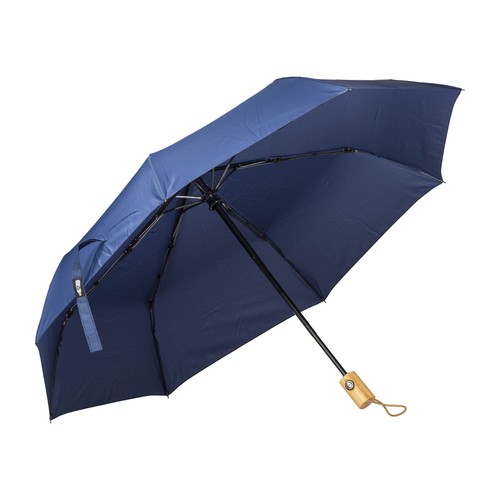 Mini parapluie automatique en R-pet avec poignée en bambou Mini parapluie automatique en R-pet avec poignée en bambou