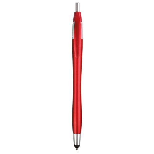 Plastic snap pen with touchscreen rubber tip