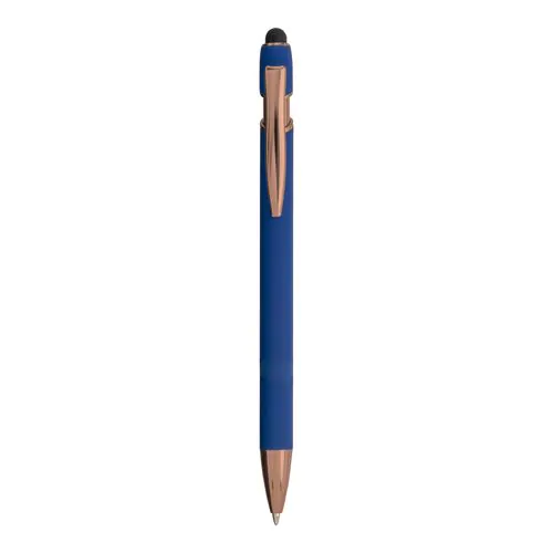 Penna a scatto in alluminio gommato con gommino per touch screen
