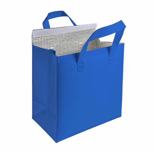 Laminated non woven cooler bag 100 g/m2 with velcro closure, 27 x 28 x 6 cm Laminated non woven cooler bag 100 g/m2 with velcro closure, 27 x 28 x 6 cm
