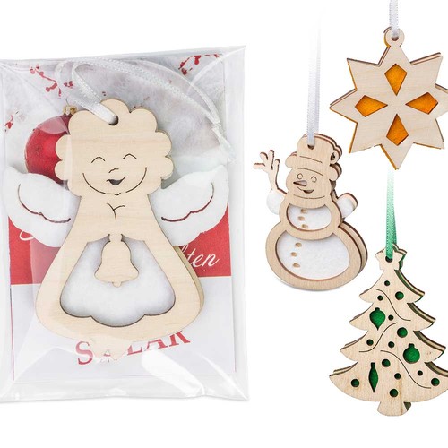 Hout-vilten hanger - Engel in doos