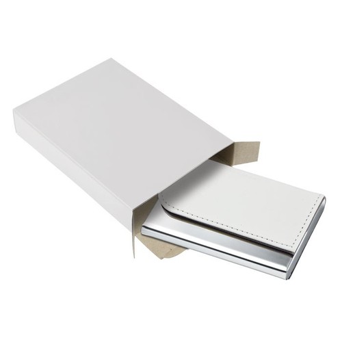 BUSINESS CARD HOLDER METAL - WHITE PU BUSINESS CARD HOLDER METAL - WHITE PU