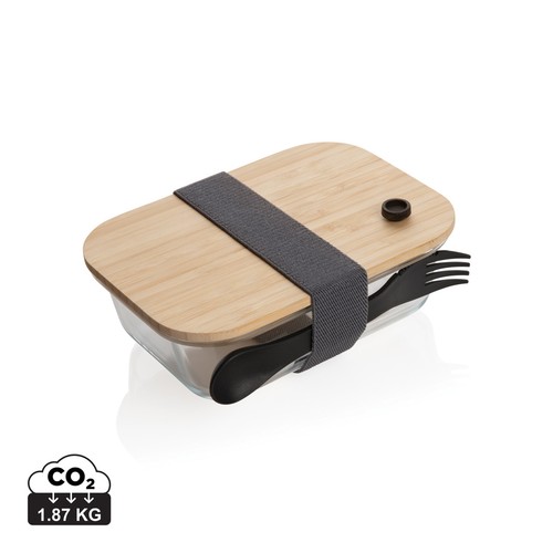 Glazen lunchbox met bamboe deksel Glazen lunchbox met bamboe deksel