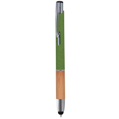PENNA A SFERA CON TOUCH SCREEN IN PAGLIA DI GRANO+ABS, BAMBÙ E METALLO