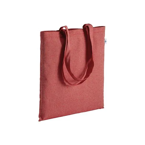 Shopper en coton recyclé 190 g/m2, anses longues, 38 X 42 cm Shopper en coton recyclé 190 g/m2, anses longues, 38 X 42 cm