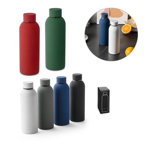 ODIN. Trinkflasche aus Edelstahl (36% recycelt) (550 mL) mit gummierter Oberfläche ODIN. Trinkflasche aus Edelstahl (36% recycelt) (550 mL) mit gummierter Oberfläche
