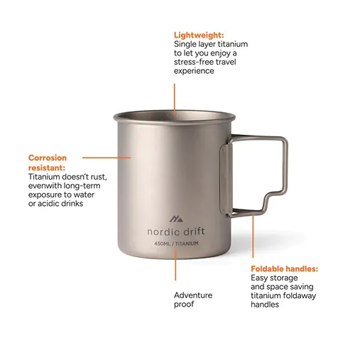 Tazza in titanio Nordic Drift Trail Ultra Light 450ML