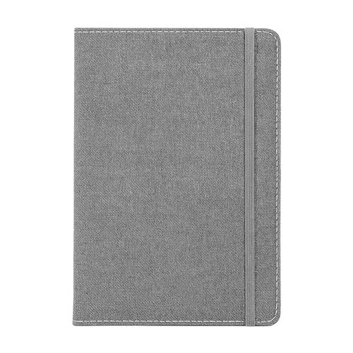 Carnet avec couverture en R-Pet, avec élastique, feuilles à lignes, coloris blanc Carnet avec couverture en R-Pet, avec élastique, feuilles à lignes, coloris blanc