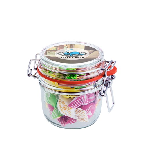 Pot en verre Midi 0,25 litre, rempli de bonbons Pot en verre Midi 0,25 litre, rempli de bonbons