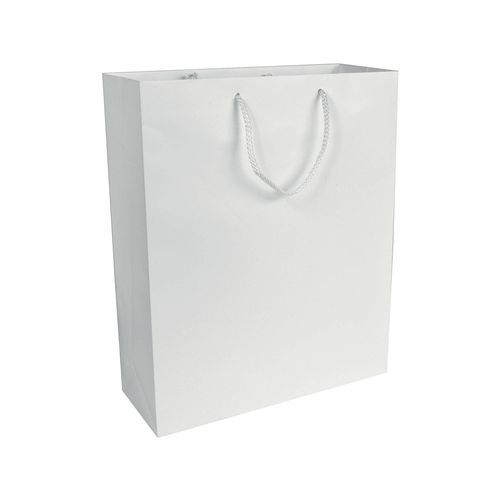 157 g/m2 matte laminated paper shopping bag with gusset and bottom reinforcement