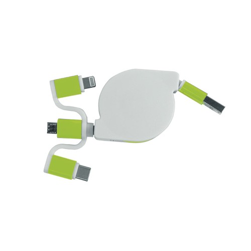 Cable d'alimentation USB type C, lightning, micro USB retractable
