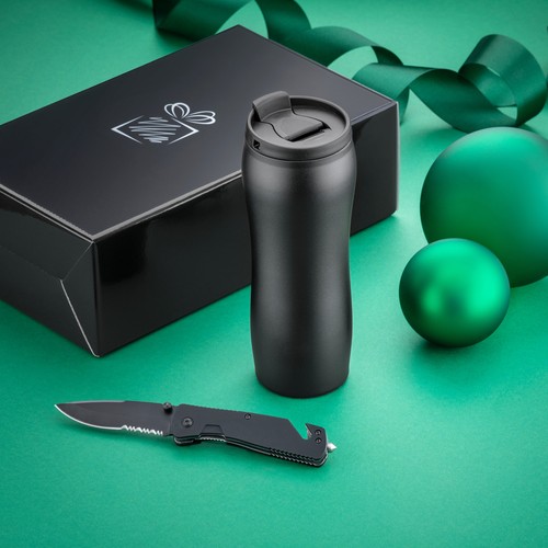 PRIMO TRAVEL SET: VACUUM MUG & EMERGENCY KNIFE PRIMO TRAVEL SET: VACUUM MUG & EMERGENCY KNIFE