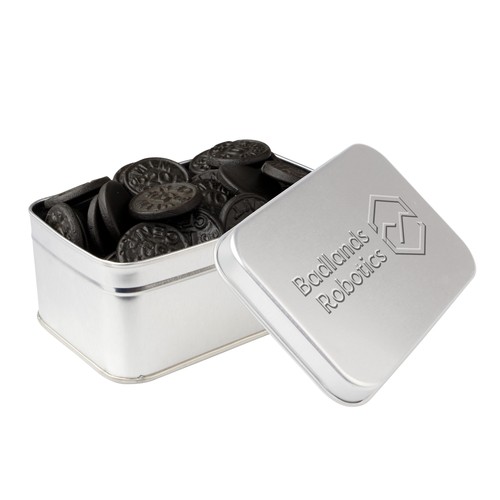 Square tin with embossing Square tin with embossing