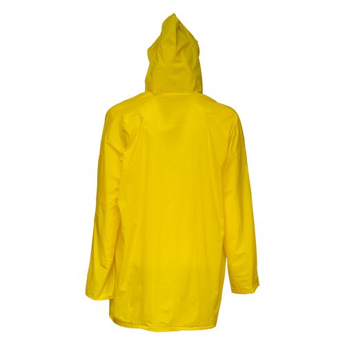 Embossed PVC (200 g) raincoat, supplied in a pocket-sized bag. One size