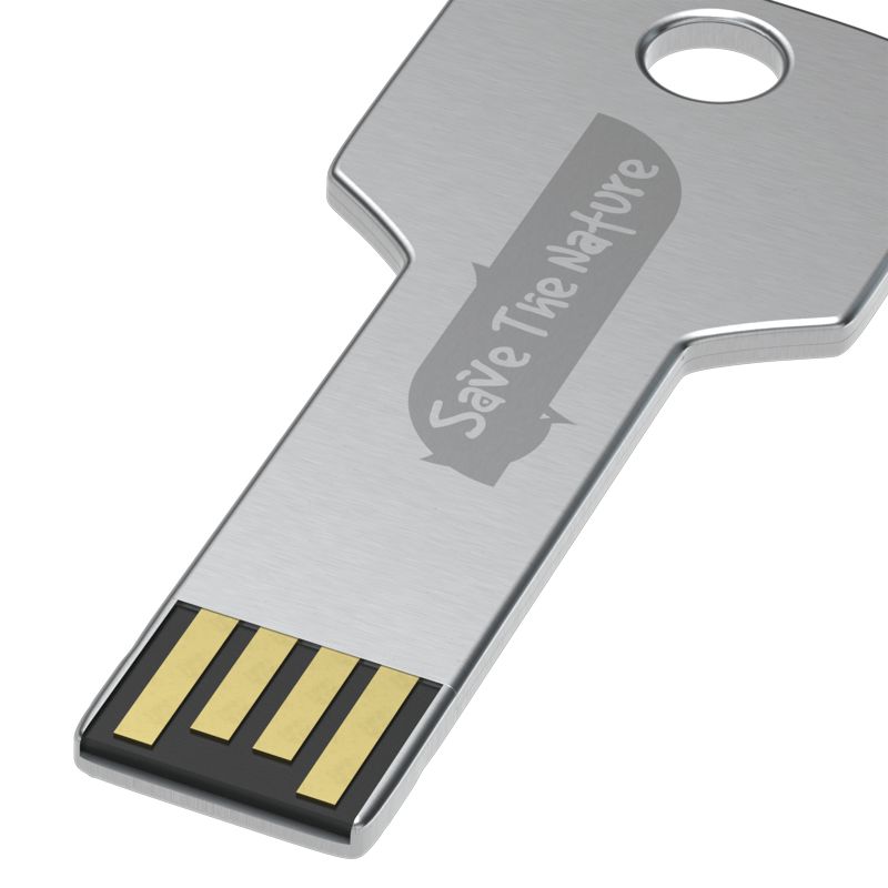 Metal USB key in the shape of a key Flash Square Priority