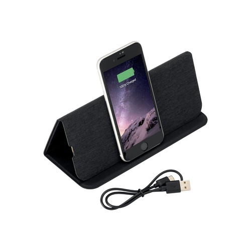 Mousepad and mobile phone holder in R-pet, with integrated wireless charger Mousepad and mobile phone holder in R-pet, with integrated wireless charger