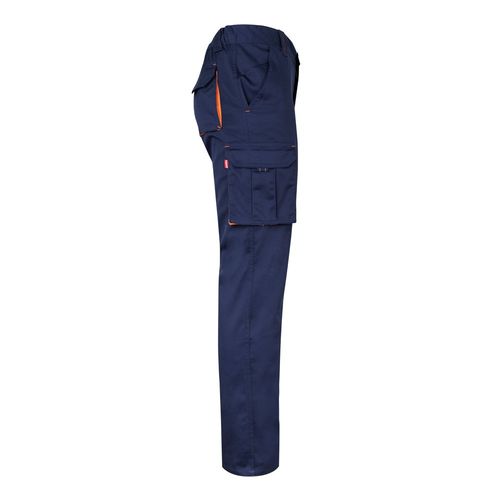 VL FIDES. Two-tone, multi-pocket stretch trousers (240g/m²), in cotton (46%), EME (38%) and polyester (16%)