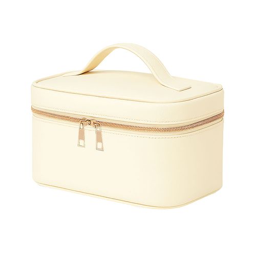 Large beauty case in fine-grain saffiano PU in pastel color