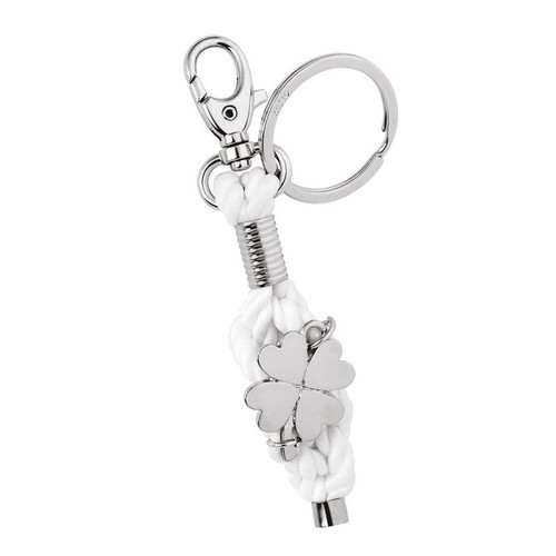PORTE-CLES TREFLES 4 FEUILLES CORD. BLAN