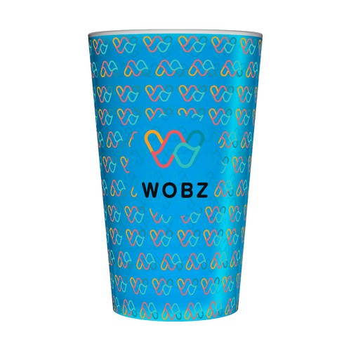 Personalised 25 cl turquoise reusable plastic cup (Wobz base) - Digital printing Personalised 25 cl turquoise reusable plastic cup (Wobz base) - Digital printing
