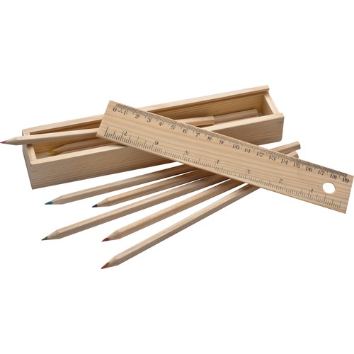 8 kleurpotloden in houten box 8 kleurpotloden in houten box